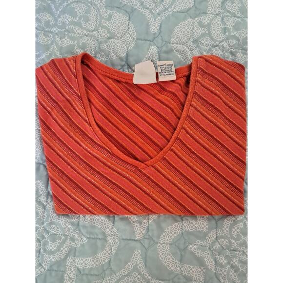 Women's Faded Glory Orange Striped T-Shirt - Picture 7 of 7